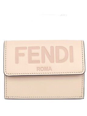 Fendi Trifold Wallet Roma Micro Leather Poudre Gold Compact